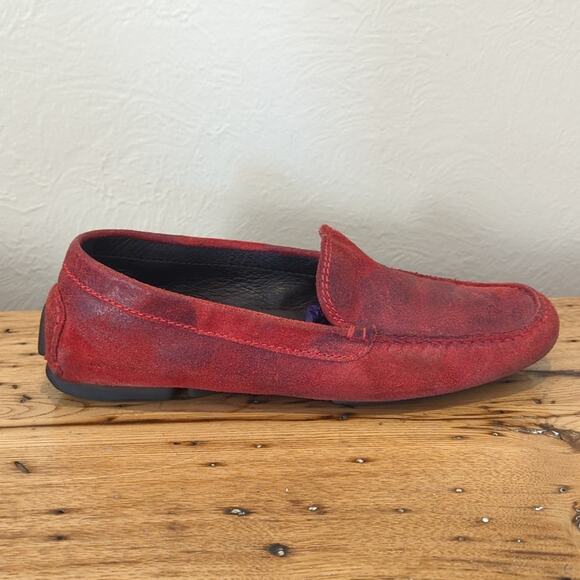 Donald J. Pliner Made in Italy Vesta Red Distressed Driving Mocassins Size 6.5 - Picture 8 of 12